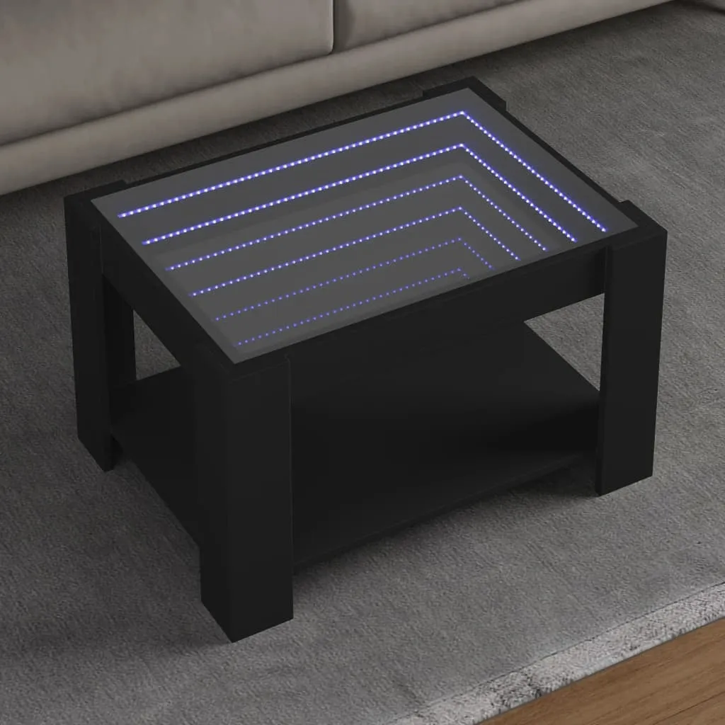 vidaXL Coffee Table with LED Black 73x53x45 cm Engineered Wood