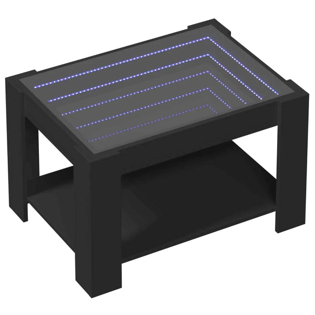 vidaXL Coffee Table with LED Black 73x53x45 cm Engineered Wood