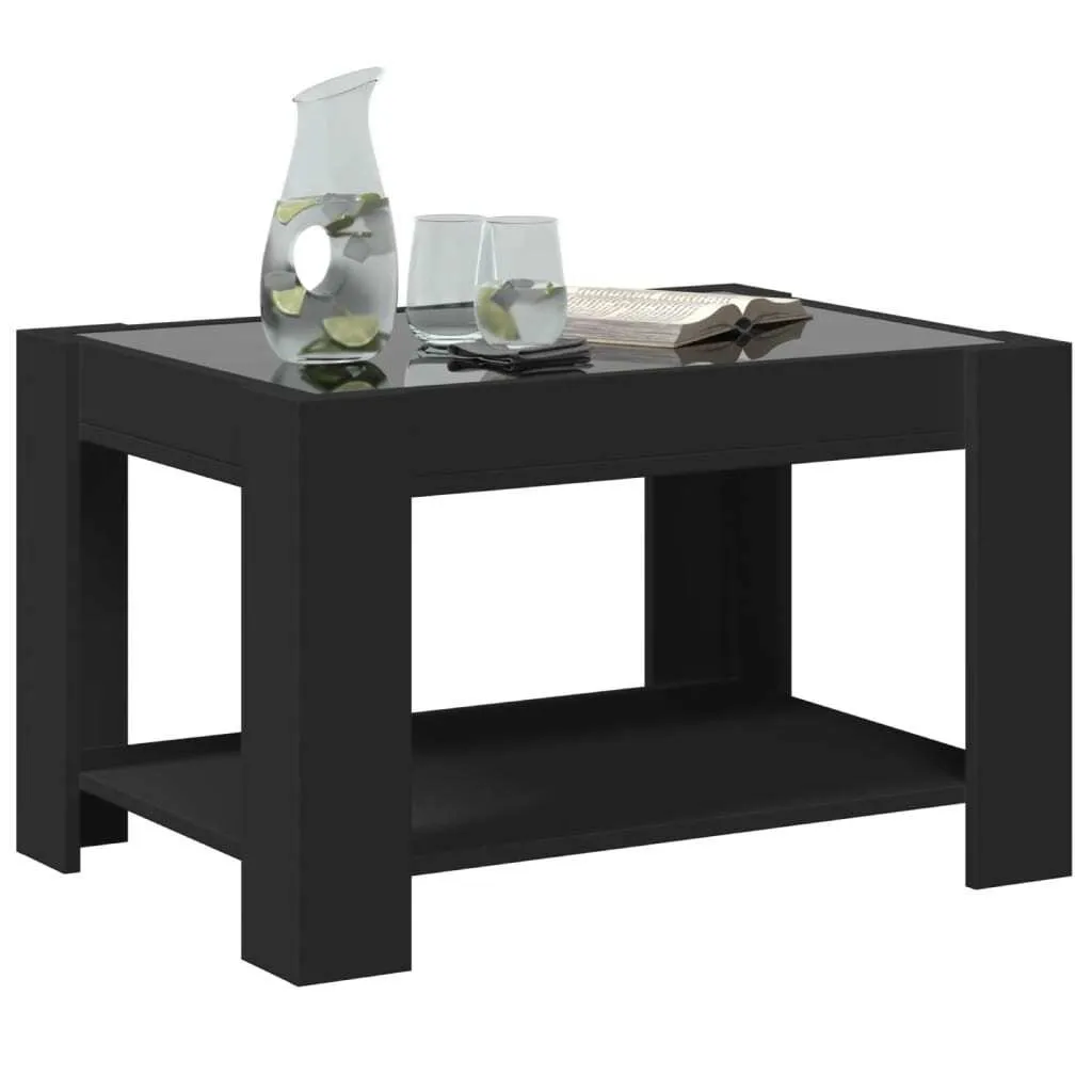 vidaXL Coffee Table with LED Black 73x53x45 cm Engineered Wood