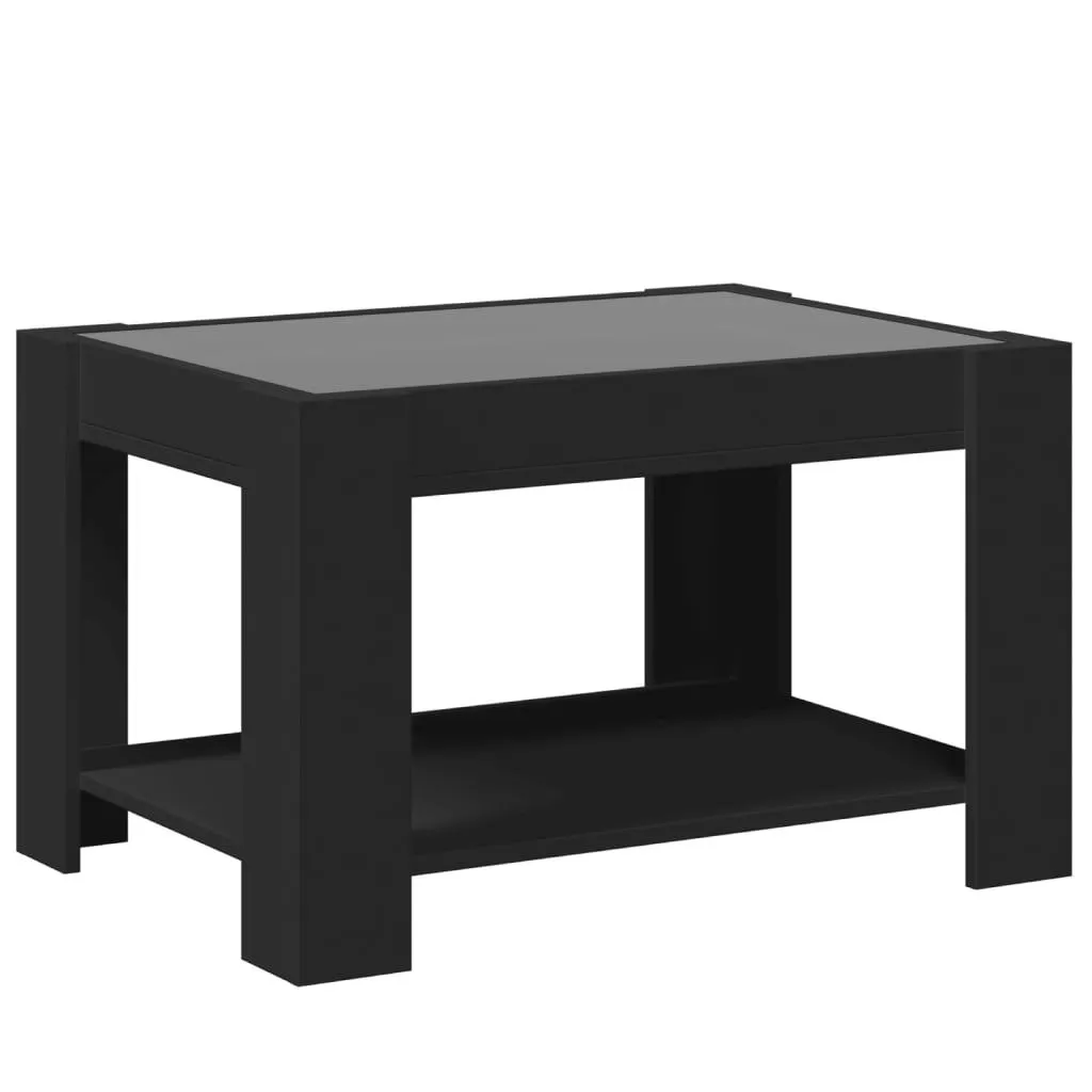 vidaXL Coffee Table with LED Black 73x53x45 cm Engineered Wood