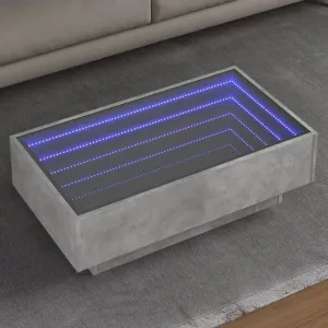 vidaXL Coffee Table with LED Concrete Grey 90x50x30 cm Engineered Wood