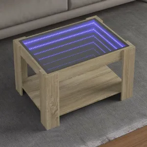 vidaXL Coffee Table with LED Sonoma Oak 73x53x45 cm Engineered Wood