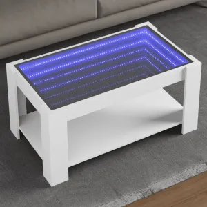 vidaXL Coffee Table with LED White 93x53x45 cm Engineered Wood