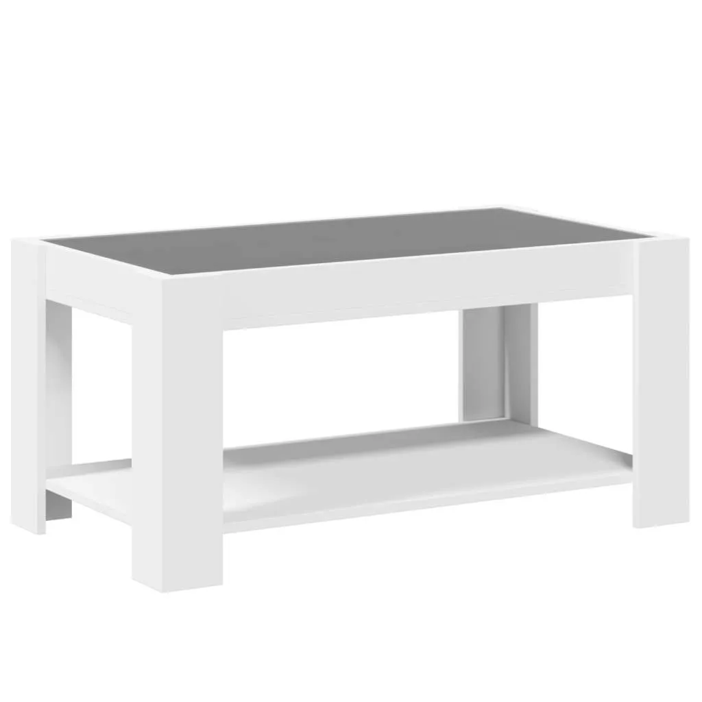 vidaXL Coffee Table with LED White 93x53x45 cm Engineered Wood