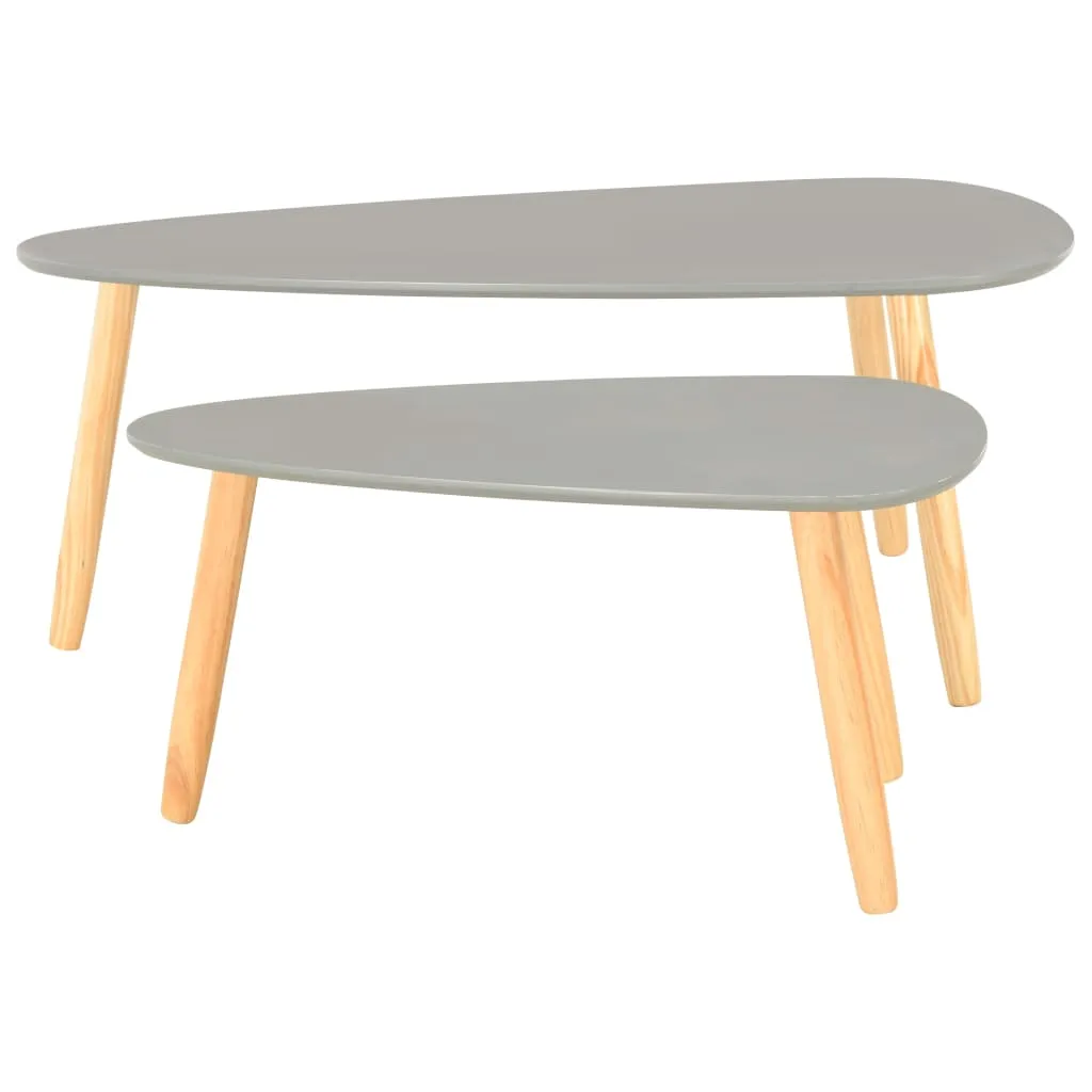 vidaXL Coffee Tables 2 pcs Grey Solid Pinewood