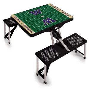 Washington Huskies Football Field - Picnic Table Portable Folding Table with Seats