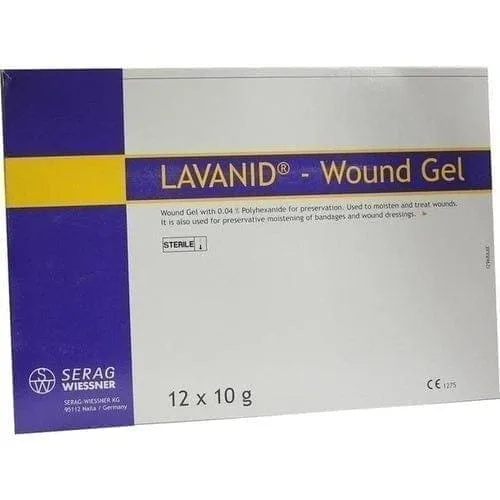 Wound dressings, sodium chloride to clean wounds, LAVANID wound gel